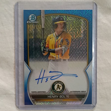 Topps 2023 Bowman Chrome Henry Bolte A's Mega Box Auto Blue Refractor /150