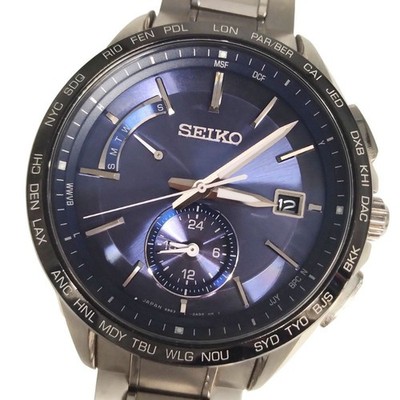 Seiko Brightz Flight Expert Dual Time Radio Solar Titanium Herren...