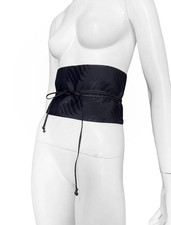 Gucci by Tom Ford 2002 Rare Runway Silk  Leather Black Bamboo Obi Belt