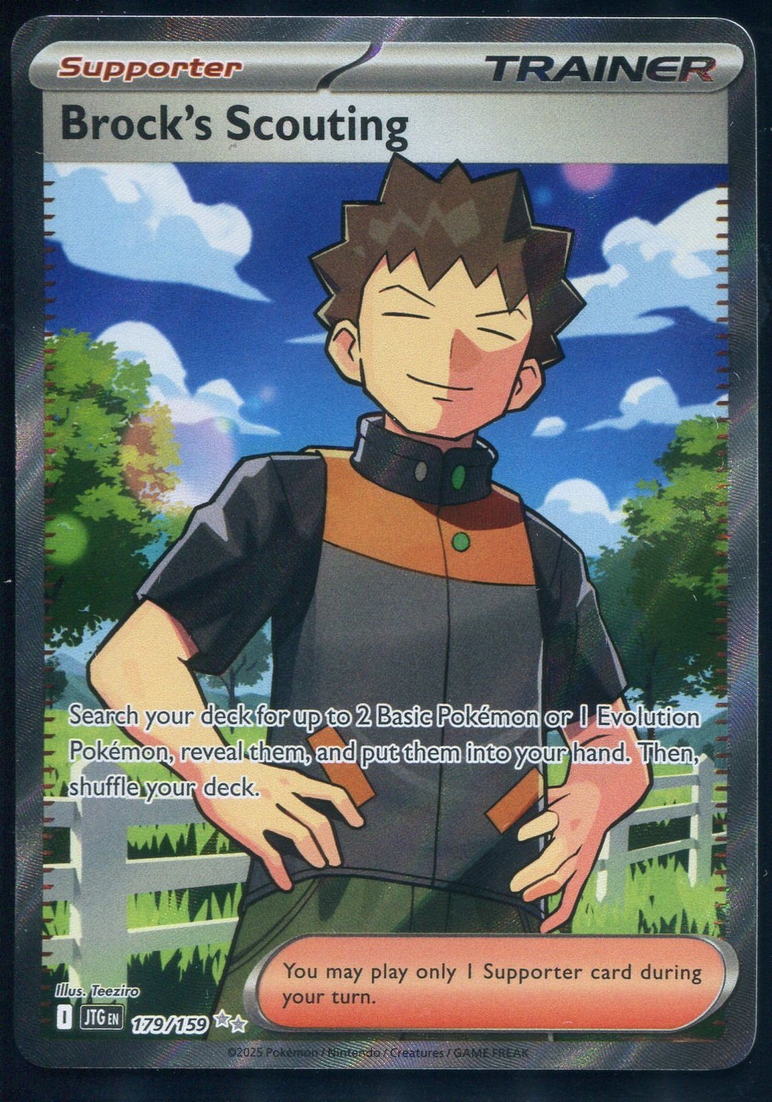 BROCK'S SCOUTING 179/159 ULTRA RARE JOURNEY TOGETHER Pokemon NEAR MINT