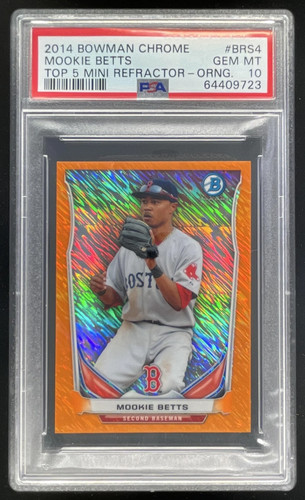2014 Bowman Chrome #BM-BRS4 Mookie Betts Top 5 Mini Orange Refractor /50 PSA 10