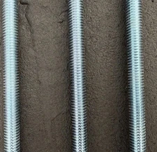 Threaded Rod, Quantity: (6) 3/8”-16x6’ Low Carbon Steel, Zinc Coated