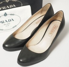 Rare Prada Black Leather Pumps Size EU37/US7 Elegant Formal Shoes with Box
