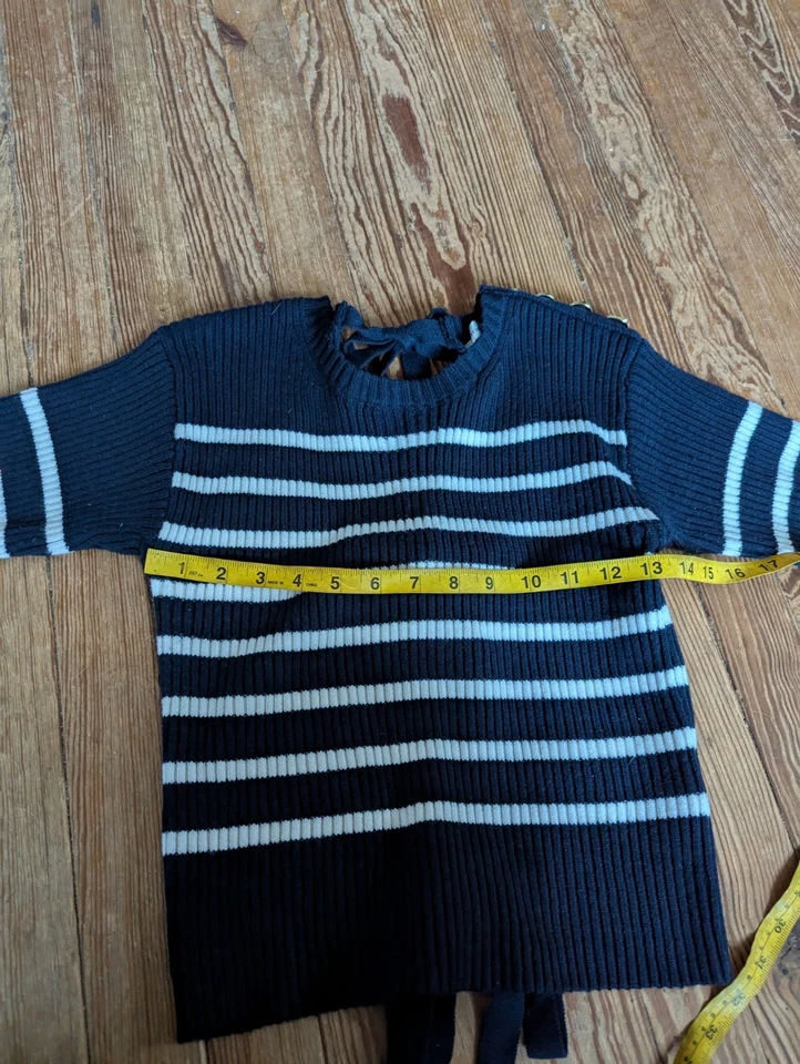 Suéter Christian Dior Mariniere espalda abierta talla 6 azul marino blanco lana a rayas Foto 4 de 4