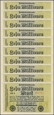 Germany 10 Millionen - Million Mark, 1923, P-106a, UNC X 10 PCS