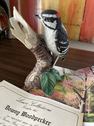 Lenox Downy Woodpecker Fine Porcelain Bird Figurine Handmade w/ COA 1989