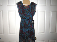 NWT New EXPRESS Women's XS Colorful Summer Dress Lined Teal Blue Print