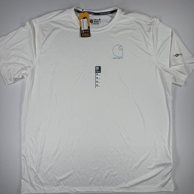 Carhartt Shirt Mens 2XL White Force Sun Defender Performance Logo Graphic Tee