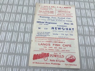 Wadebridge v Newquay 1952/53 South Western League Cup 4 Pager 11th April 1953