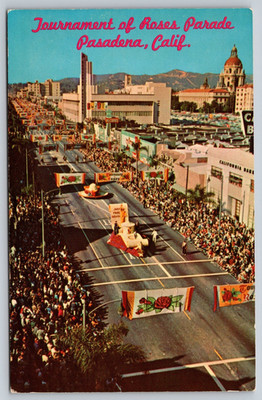 Vtg Pasadena California Rose Parade Float Postcard Chrome Era P-44 Western Pub