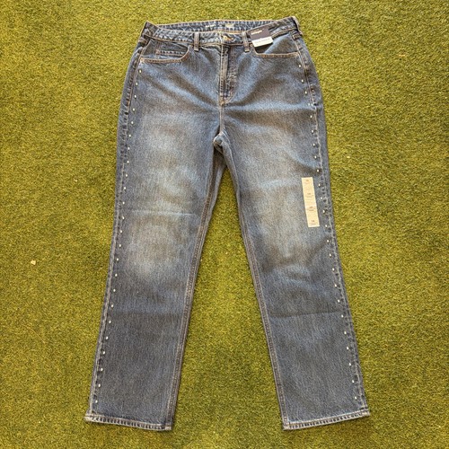 OLD NAVY Extra High Rise Women's Size 14 Straight Jeans Studded NWT $59