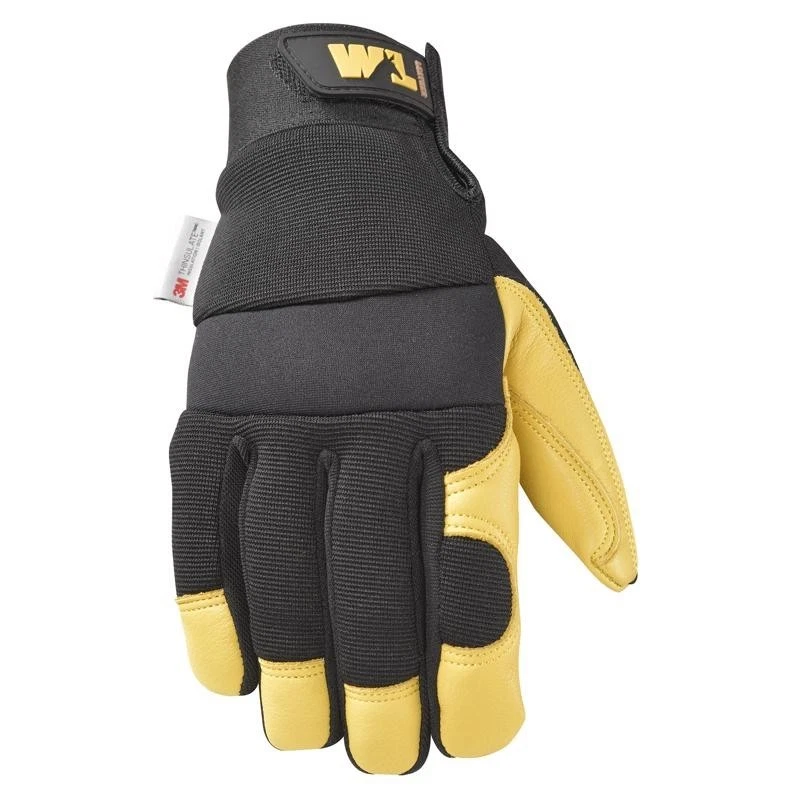 Wells Lamont Men's Saddletan Grain Winter Work Gloves Black/Yellow L #3233L NEW
