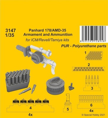 CMK 129-3147 PANHARD 178/AMD-35 ARMAMENT AND AMMUNITION (ICM/REVELL TAMIYA KITS)