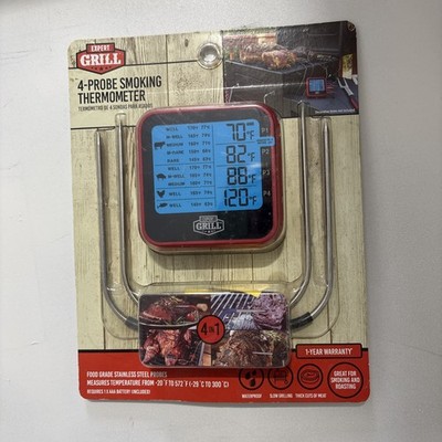 Expert Grill Digital Meat Thermometer 4-Probe Smoking Thermometer 4 in 1 NEW