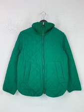 Jigsaw Green Quilted Jacket Ribbed Funnel Neck Zip Front Lightweight Coat UK 6