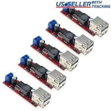 5pcs Dual USB LM2596 5V 3A Voltage Step-down Buck Module 6-40V IN with Terminals