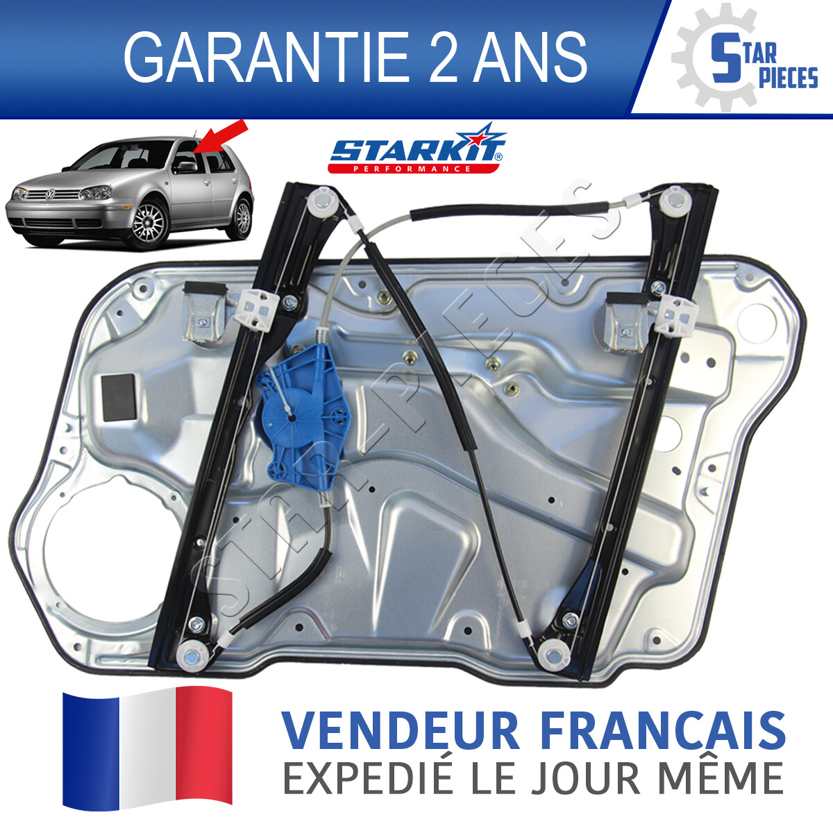 Lève-vitre avant gauche VW Golf 4 mécanisme câble acier renforcé sans moteur 97-06