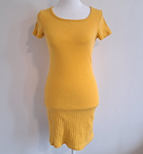 0428 - Vestido Camiseta Art Class Grande 10-12 Amarillo Mostaza Manga Corta Body Con