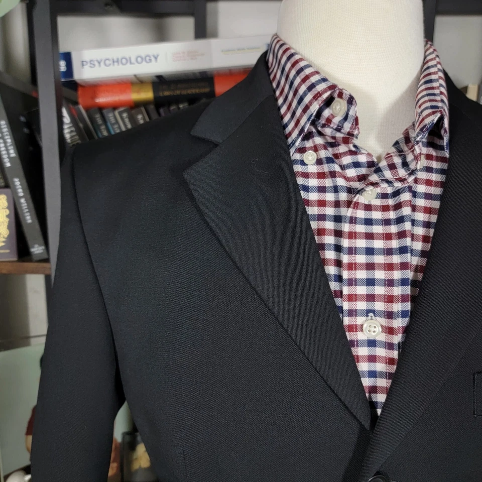 Abrigo Blazer Deportivo Banana Republic Para Hombre Tres Botones Negro Sarga Lana Talla 40S Foto 3 de 4