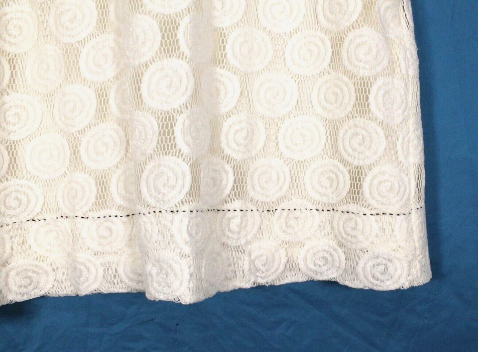 VESTIDO PHOEBE COUTURE Blanco Forrado ENCAJE ESPIRAL Negro Ric-Rac SHIFT LÍNEA A Talla 8 Foto 4 de 4