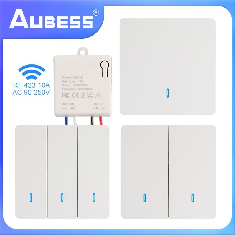 433Mhz Wireless Wall Switch 86 Wall Panel RF Transmitter Receiver AC90~250V 10A