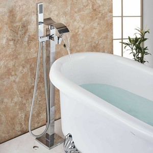 Free Standing Bathroom Tub Faucet Filler Waterfall Spout Swivel