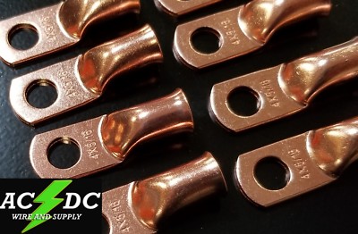 (25) 4 gauge Ring 5/16'' Hole Terminal BATTERY Lug Bare Copper Un-insulated AWG