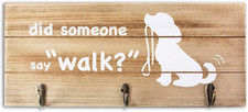 Dog Mom Gifts Leash Holder Home Sign - Farmhouse Wall Decor with Hooks - Funny D