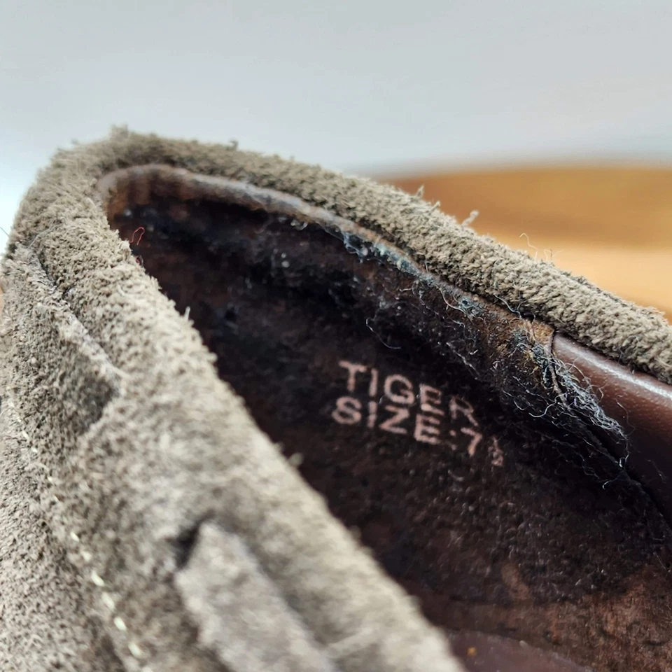 Mocasines de cuña apilados Yellow Box Tiger 7,5 cuero gamuza marrón chocolate años 90 Y2K Foto 4 de 4