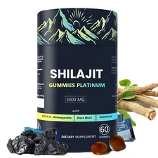 100% Shilajit Gummies Platinum Himalayan 3000mg Trace Minerals 60 Ct