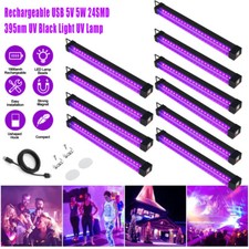 UV Black Light Bar Fixtures Ultraviolet Lamp Strip 24 LED USB Plug DJ Party Club