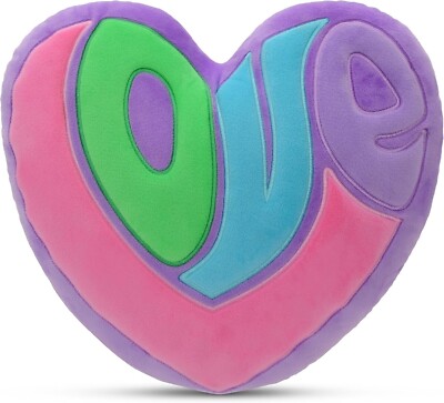 iscream 4013  Pastels Love Embroidered Heart Shaped Microbead Accent Pillow