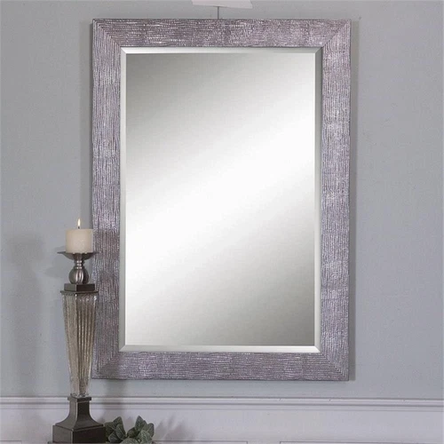 Uttermost Tarek Coastal Style MDF Wood Mirror in Silver/Light Gray - Picture 1 of 3