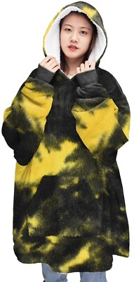 NEW DESIGN Print Oversize Hoodie Blanket Giant Hiking Wearable Sherpa Sweatshirt