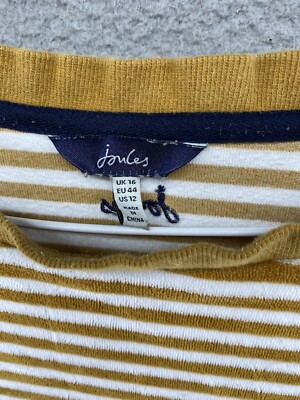 Joules Esme Gold White Striped Velour Velvet Sweatshirt Shirt