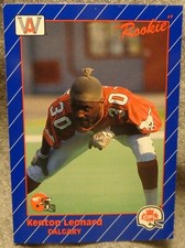 1991 AW Sports CFL Football Card - Kenton Leonard - Nicholls State alumni - NM