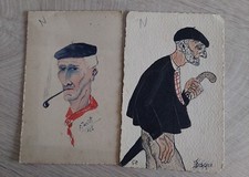 2 Cartes Postales Anciennes Pays Basques Illustrateur