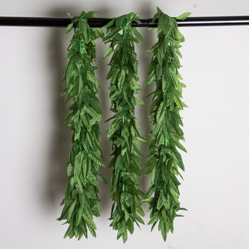 Artificial Hawaiian Green Leaves Garland Set Party Headband Necklace Bracelet - Picture 14 of 28