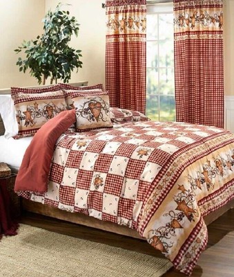 Full Queen King Bedding Comforter Set Barn Red Rustic Decor Sham
