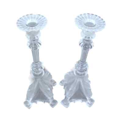 Antique pair candlesticks crystal factory Val Saint Lambert Belgium griffin art