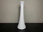Vintage Anchor Hocking Stars And Bars White Milk Glass Bud Vase