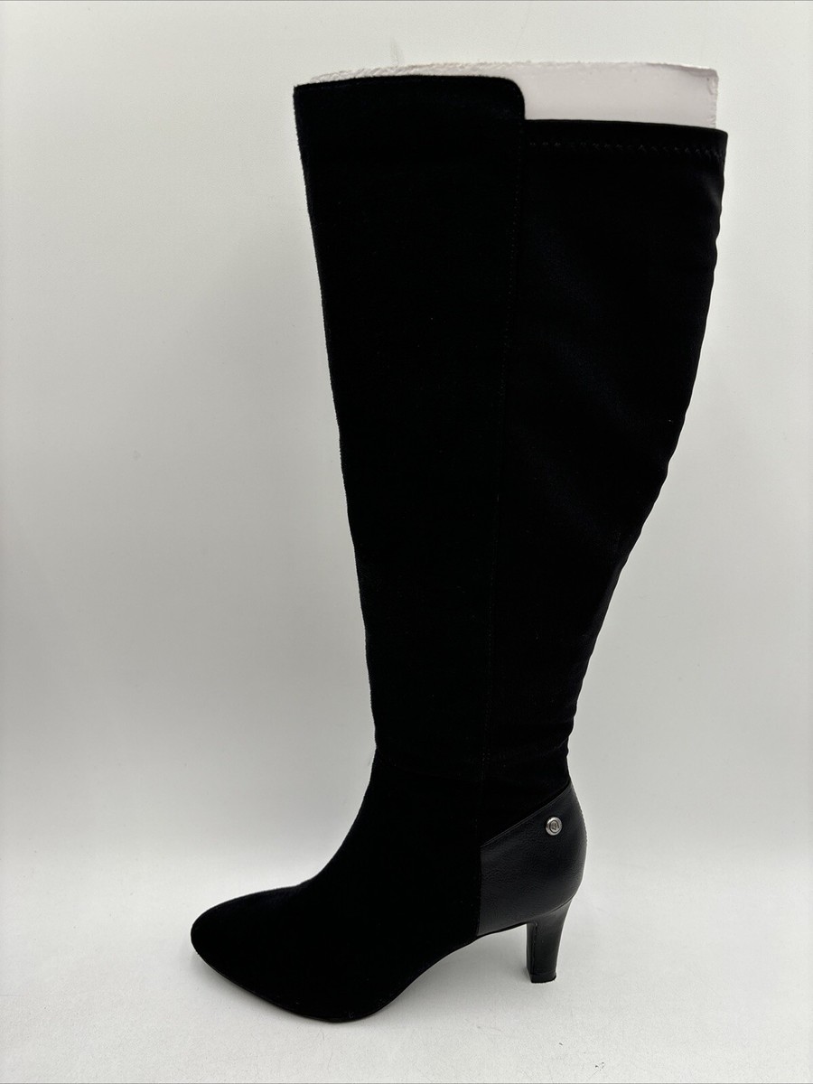 Lifestride GRACIE Black Synthetic Almond Toe Side Zip Knee High
