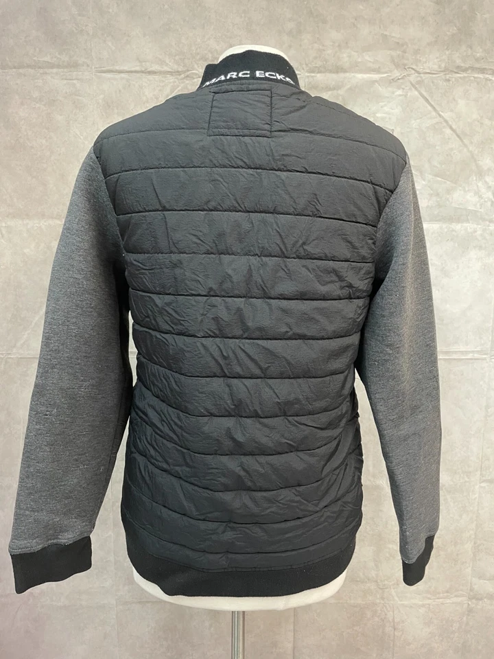Chaqueta Marc Ecko Corte y Costura Para Hombre Negra Gris Acolchada Bolsillos Logo Cremallera Completa Talla M Foto 3 de 4