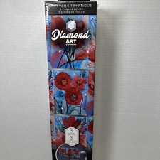 Diamond Art Kit Red Poppies 2114361 3pc by Leisure Arts Triptych 11"by 14" X 3