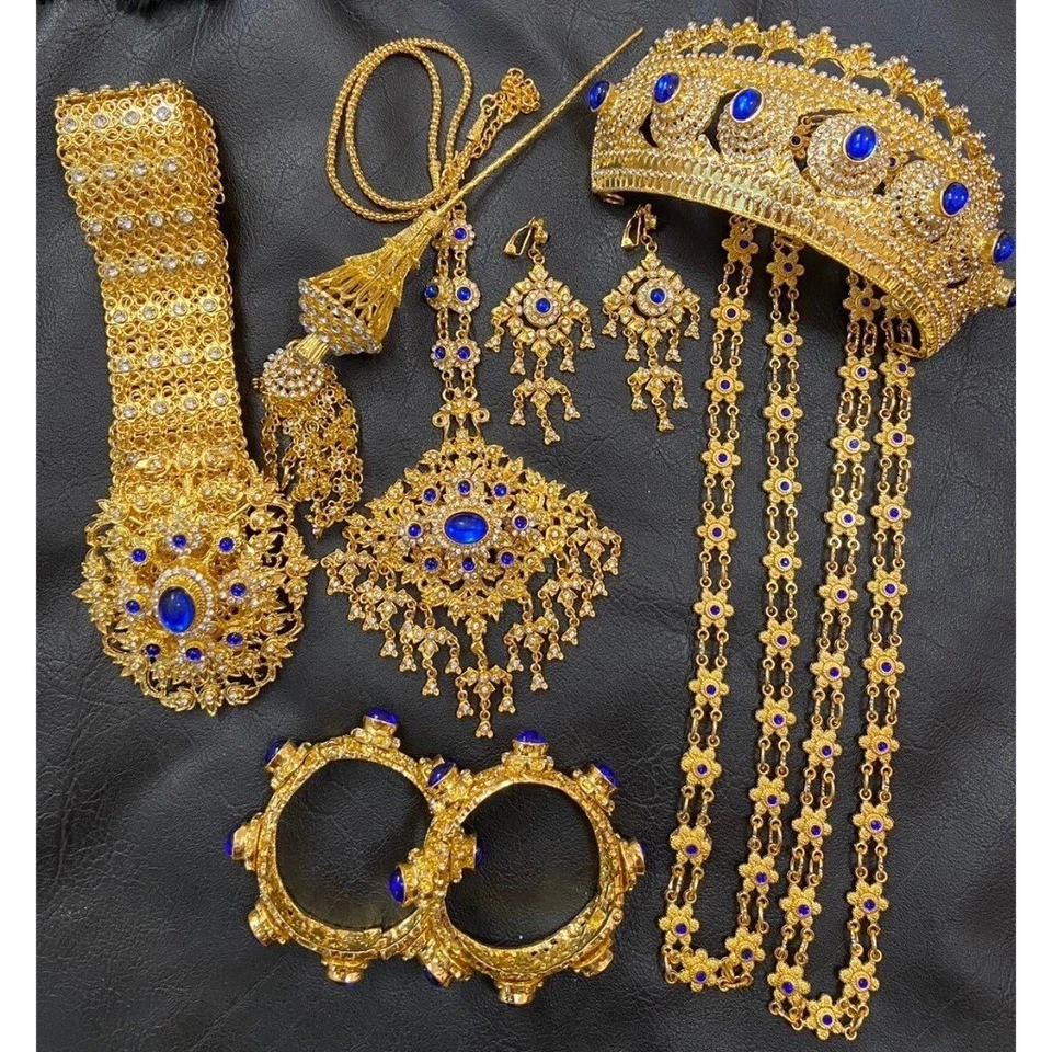 1 SET Thai Blue Jewelry Occasional Bride Wedding Parade Show Special UNIQUE  NEW - Image 2 of 4