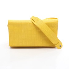 LOEWE Anagram Shoulder Bag Leather Yellow Gold Hardware #RC3851