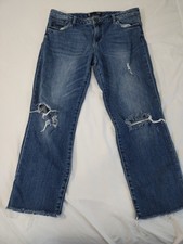 KUT From The Kloth Jeans Women  s Size 12 Blue Distressed Straight Leg