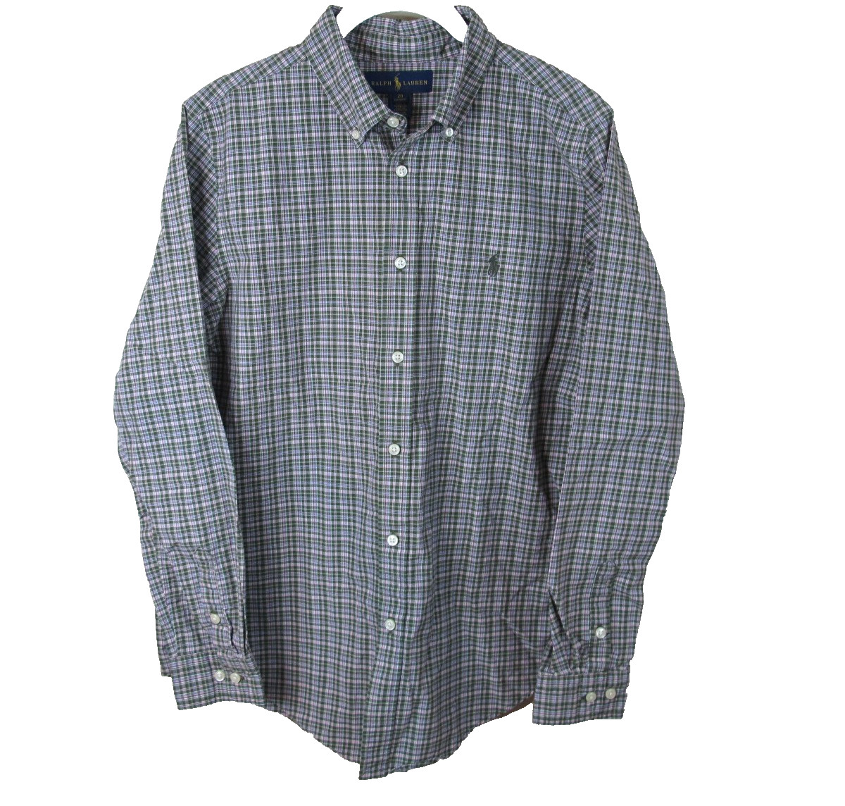 Ralph Lauren Custom Fit Long Sleeve Button Down Shirt Women's Size 20 Plaid