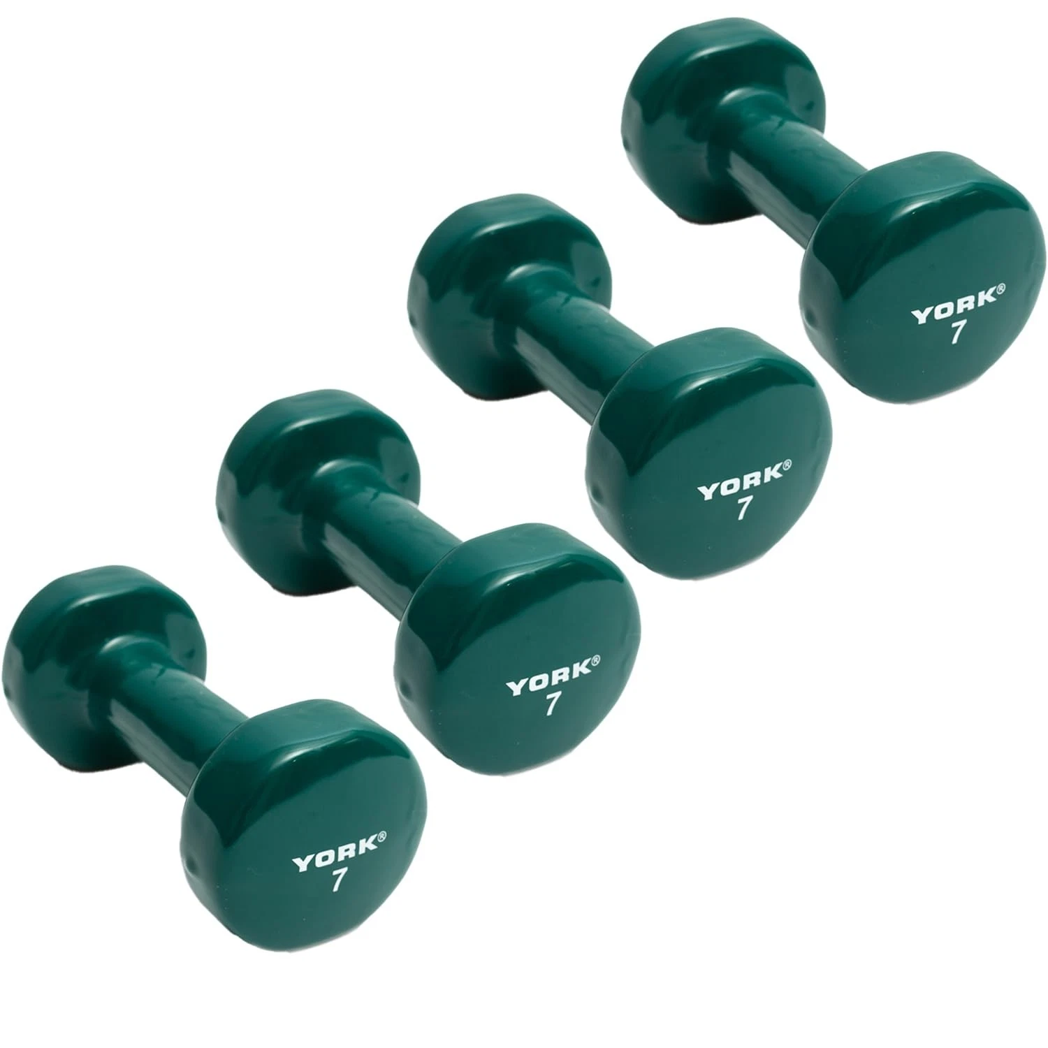 York Barbell Vinyl Coated Fitbell Dumbbell 7LB Pack4 Durable Anti-Roll Anti-Slip