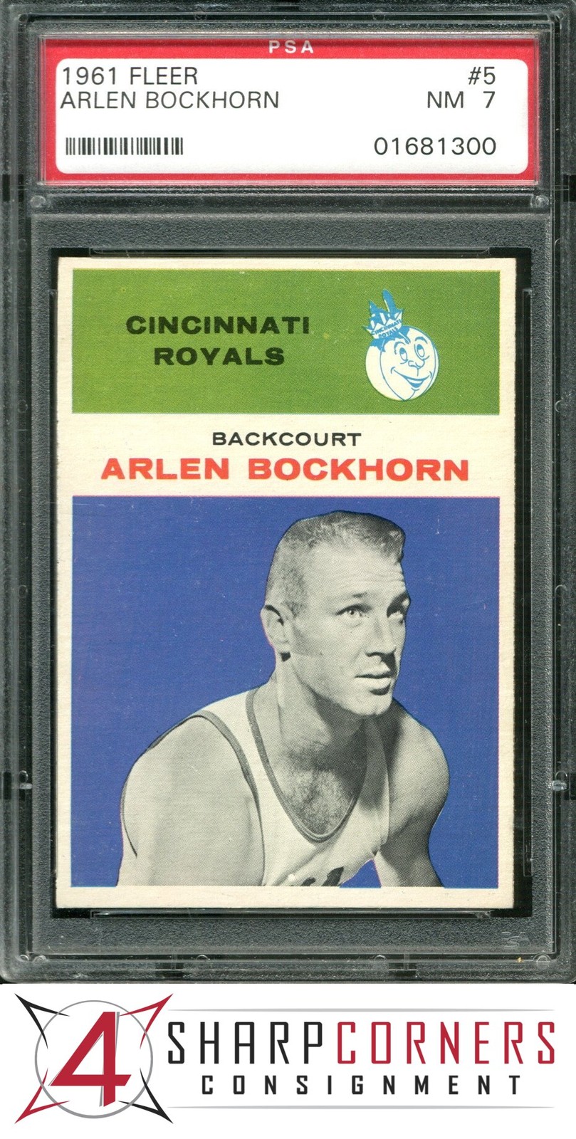 1961 FLEER #5 ARLEN BOCKHORN ROYALS PSA 7